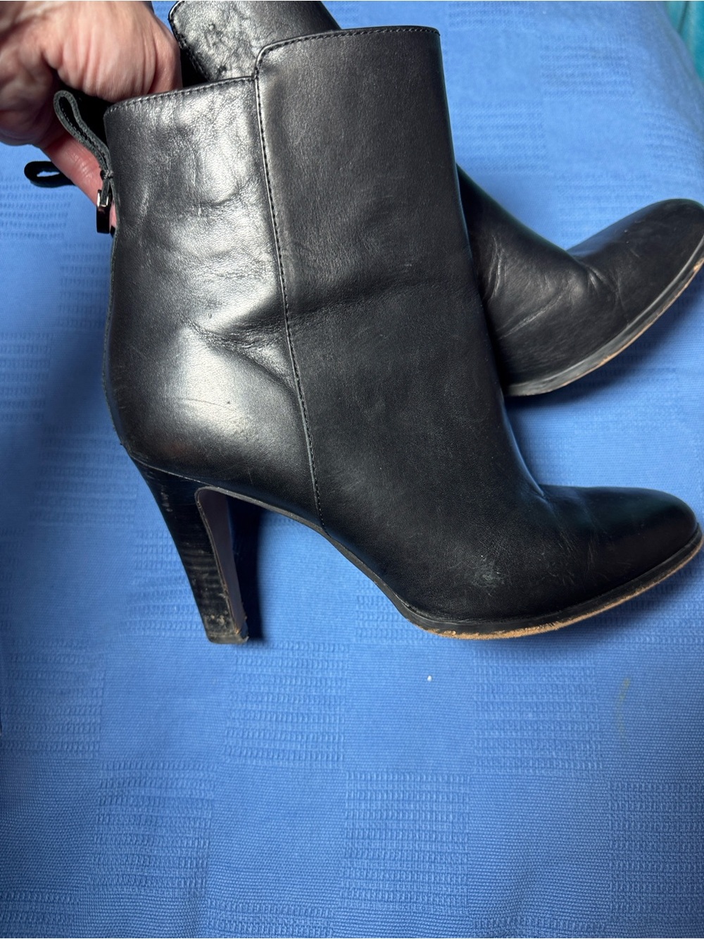 Coach Jemma Black Leather Ankle Boots Side Zip SZ 8.5B